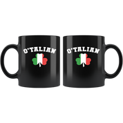 Mug Italian-American, Italian Heritage - O'talian mug - Italian Mugs Italian Coffee Mugs (11oz) Black