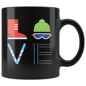Skiing LOVE Skiing Gift, Christmas, Birthday Present for Skiing enthusiast Black Mug