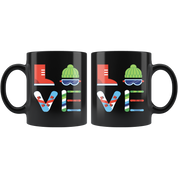 Snowboarding LOVE Snowboarding Gift, Christmas, Birthday Present for Snowboarding enthusiast Black Mug