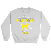 Never underestimate an old man with an Akita crewneck