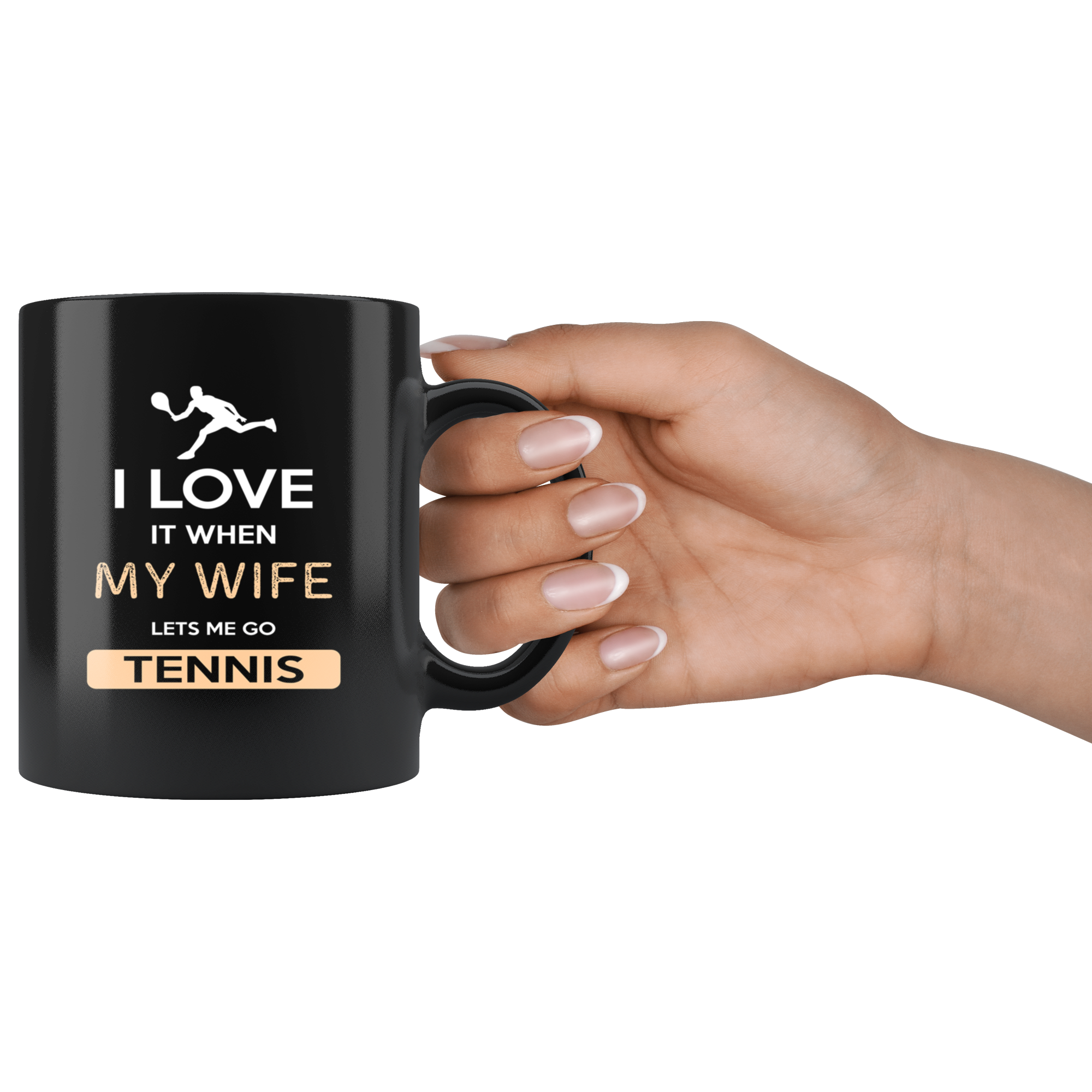 Tennis I love it when my wife lets me go Tennis Gift, Christmas, Birthday Present for Tennis enthusiast Black Mug