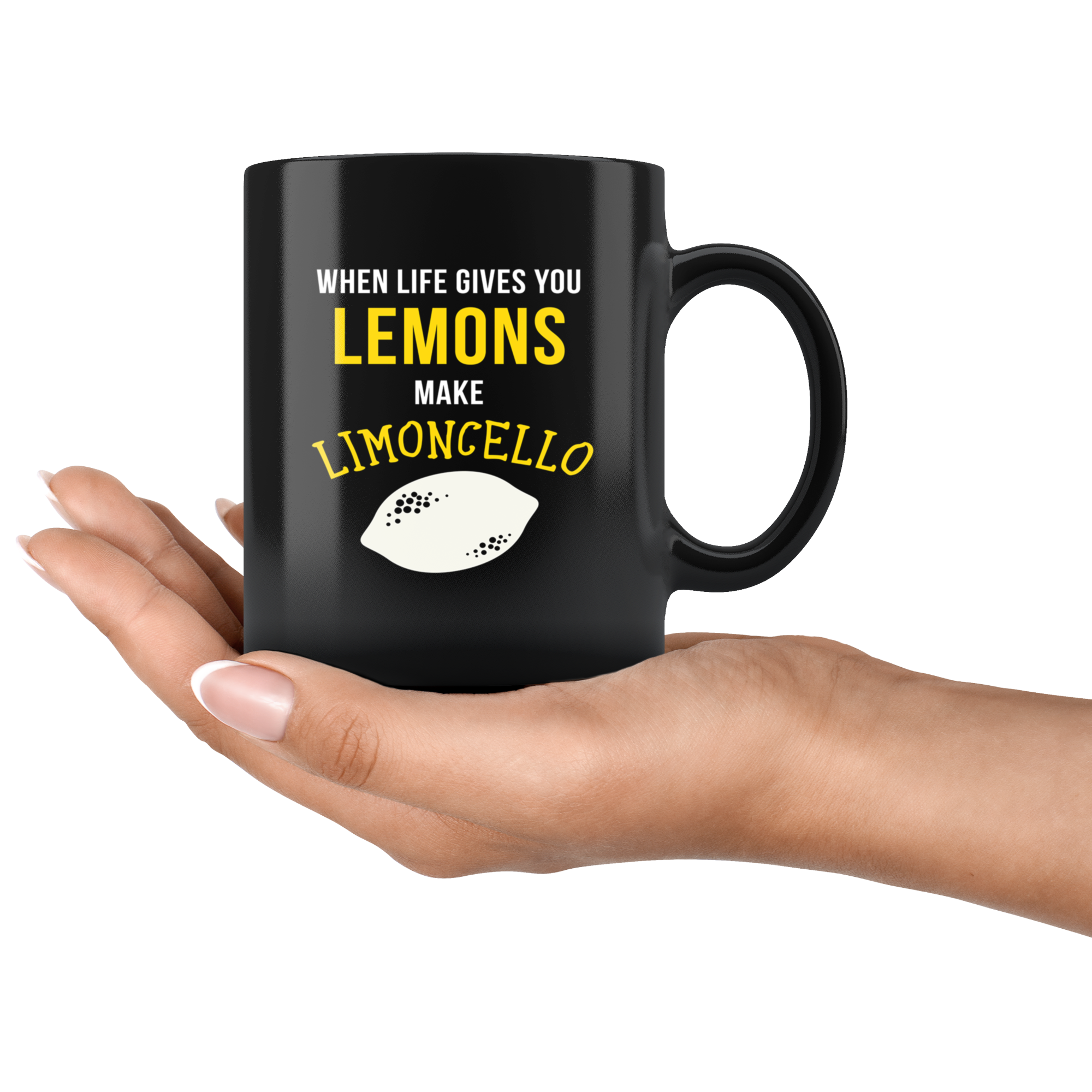 Mug Italian-American, Italian Heritage - When life gives you lemons make limoncello mug - Italian Mugs Italian Coffee Mugs (11oz) Black