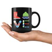 Snowboarding LOVE Snowboarding Gift, Christmas, Birthday Present for Snowboarding enthusiast Black Mug