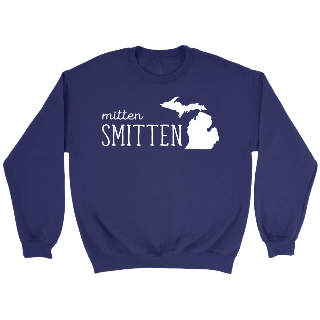 Michigan Mitten smitten Gift, Crewneck long sleeve