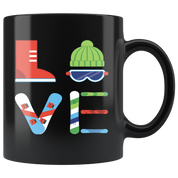 Snowboarding LOVE Snowboarding Gift, Christmas, Birthday Present for Snowboarding enthusiast Black Mug