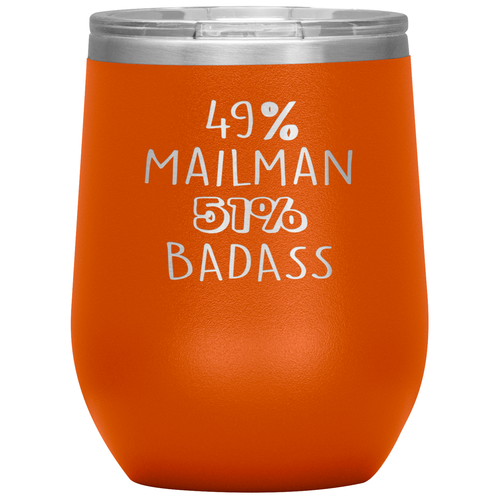 Mailman Gift, 49% Mailman, Badass, 12oz Tumbler, Travel mug, Coffee Tumbler, Present for Mailman Colleague