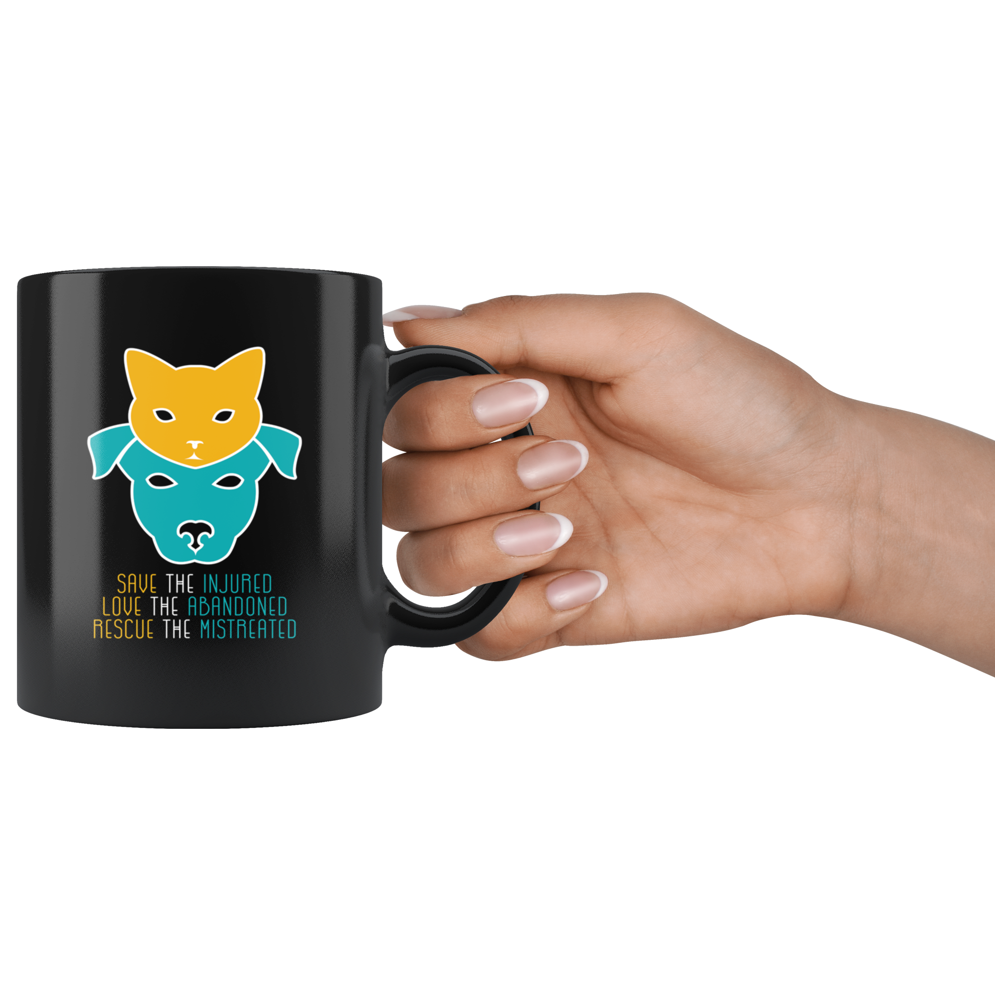 Veterinarian mug - Save the injured, love the abandoned, rescue the mistreated mug - Vet Nurse coffee mug Veterinary coffee cup Black (11oz)