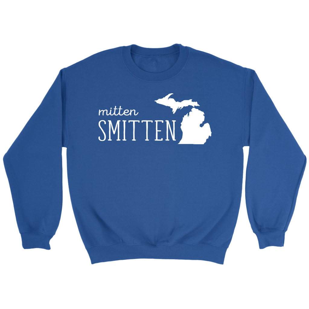 Michigan Mitten smitten Gift, Crewneck long sleeve