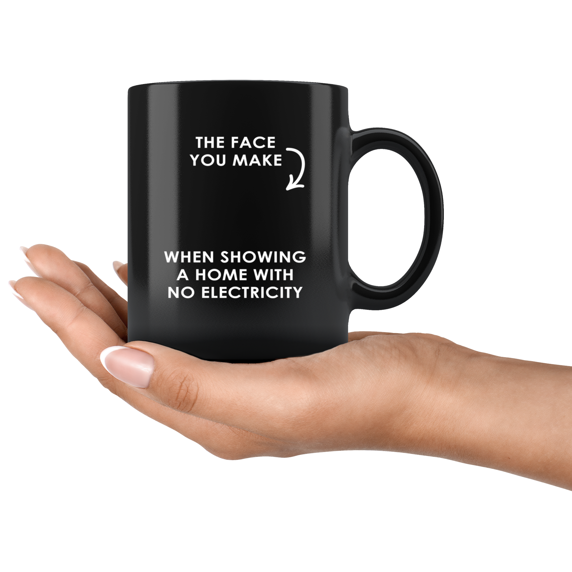 Real Estate Agent Mug Realtor gift - The face you make when showing a home with no electricity mug - Friend Funny Mug (11)oz Black