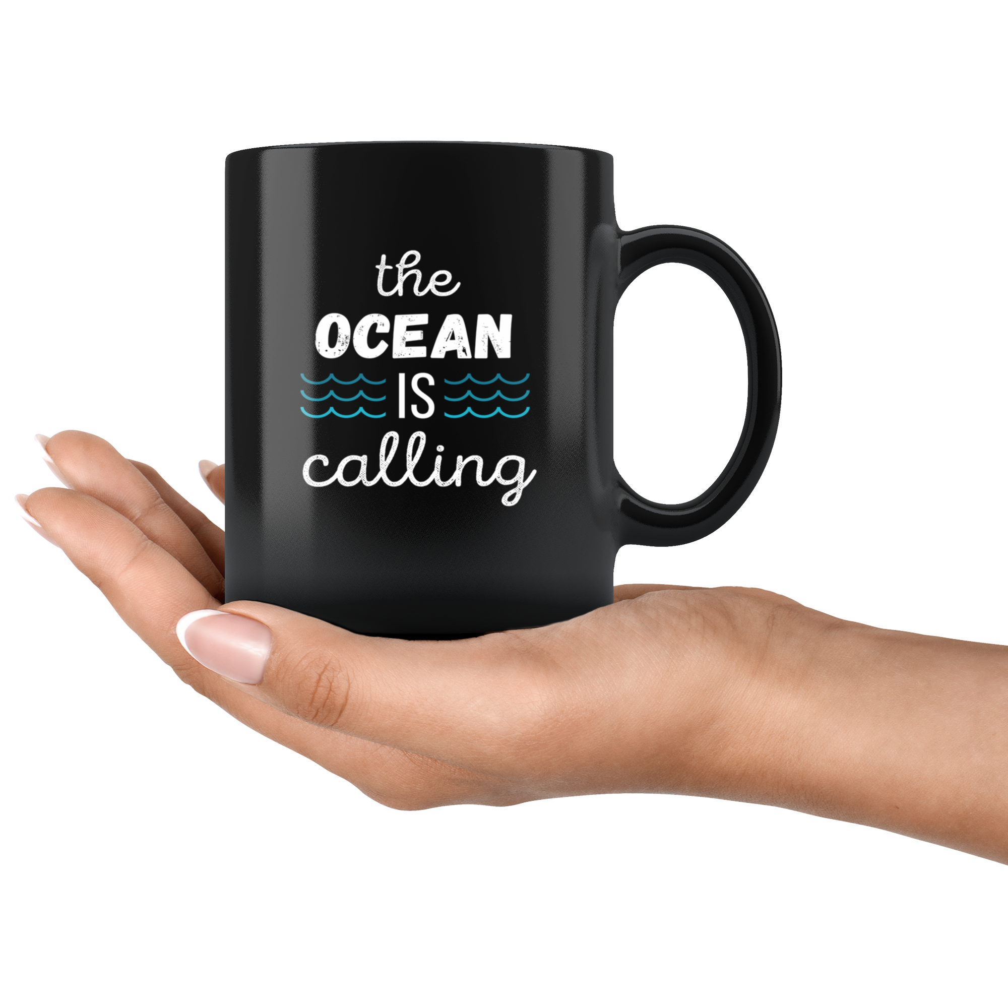 Surfing Coffee Mug Gift - The ocean is calling - Surfer gift 11oz Blacк
