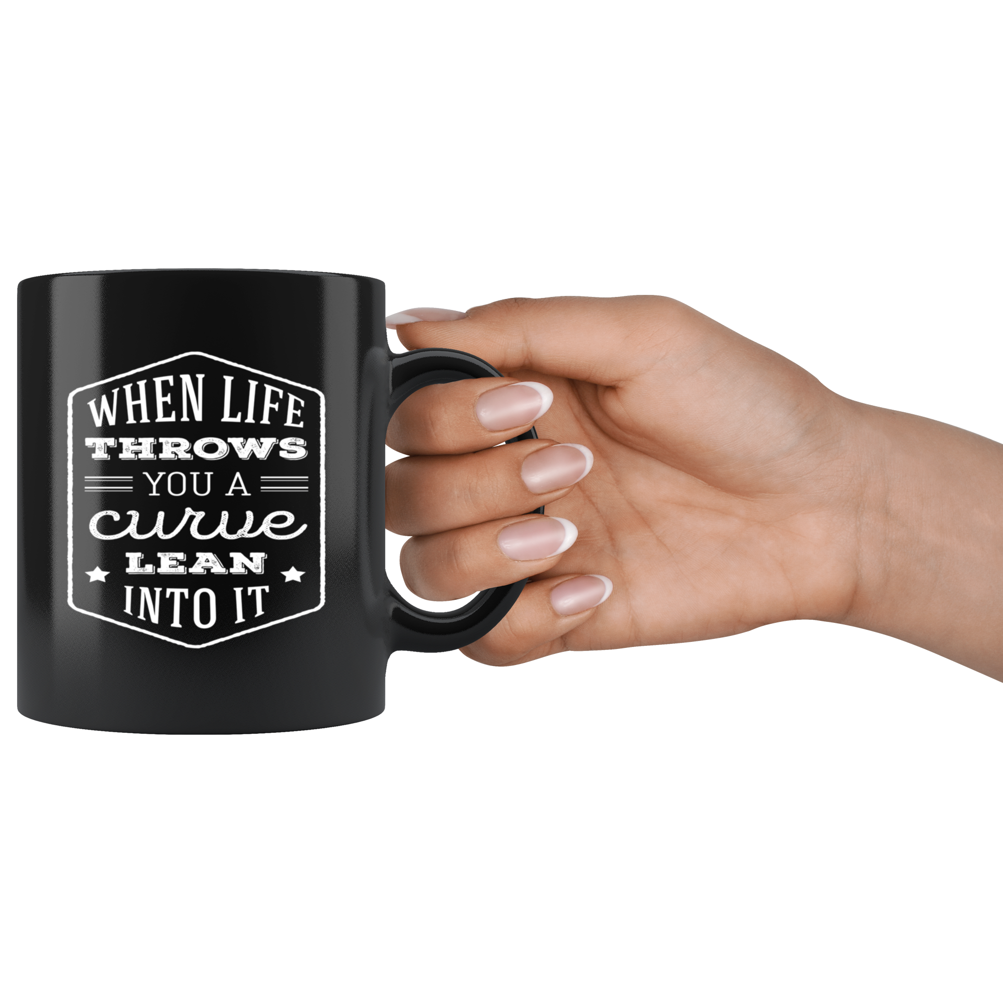 Mug Motorcycle Motorcycle Gifts - When life throws you a curve lean into it mug - Motorcycle Mug Motorcycle Coffee Mug (11oz) Black