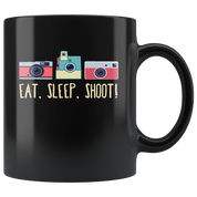 Photographers mug photographers cup - Eat, sleep, shoot! mug - photographers gifts photographer mug photography mugs (11oz) Black