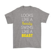 Swimming Looks like a beauty, swims like a beast Gift, Woman's tee, Unisex T-shirt, V-neck, Summer Apparel