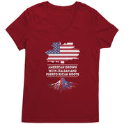 American Grown with italian and puerto rican roots V-Neck
