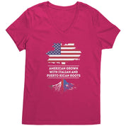 American Grown with italian and puerto rican roots V-Neck