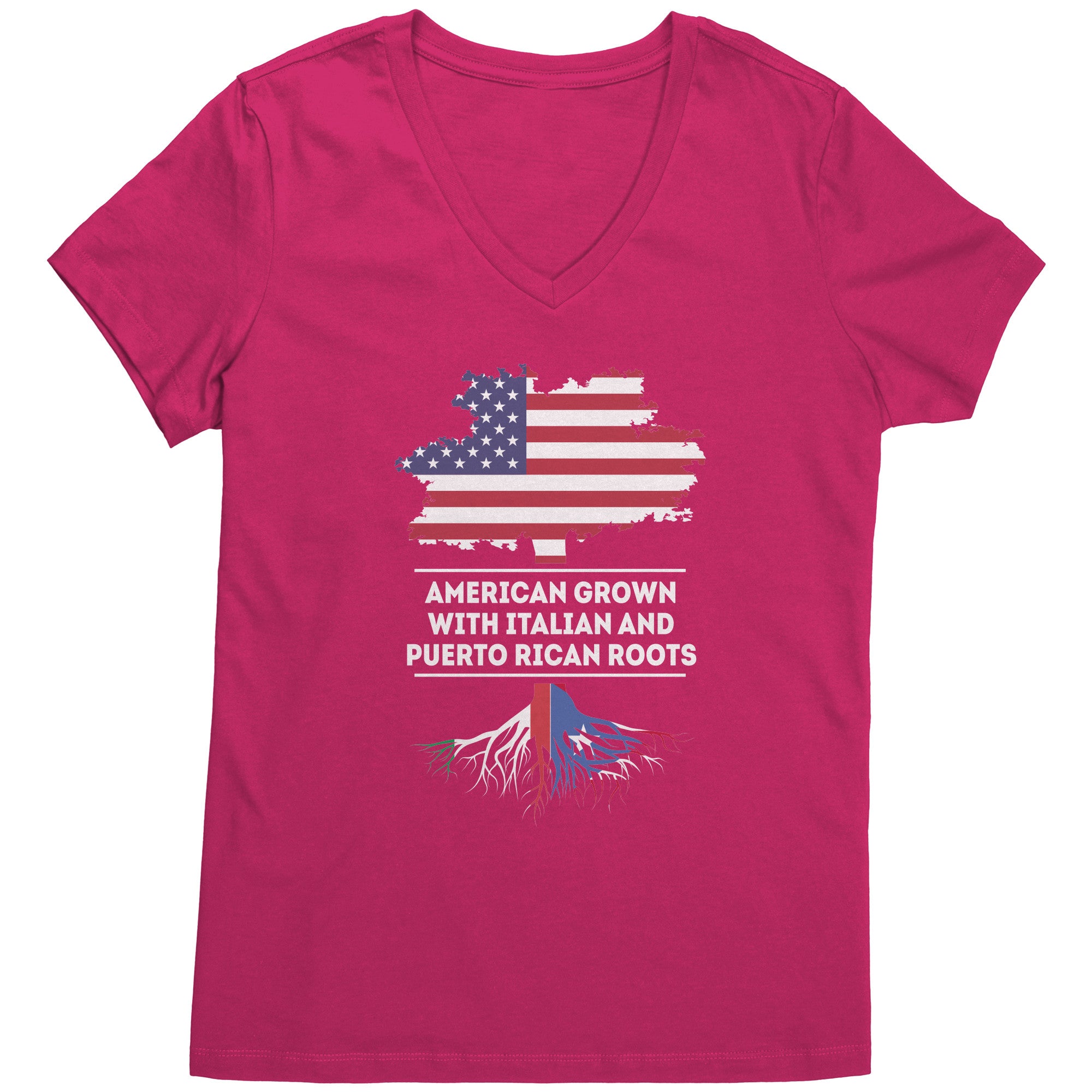 American Grown with italian and puerto rican roots V-Neck