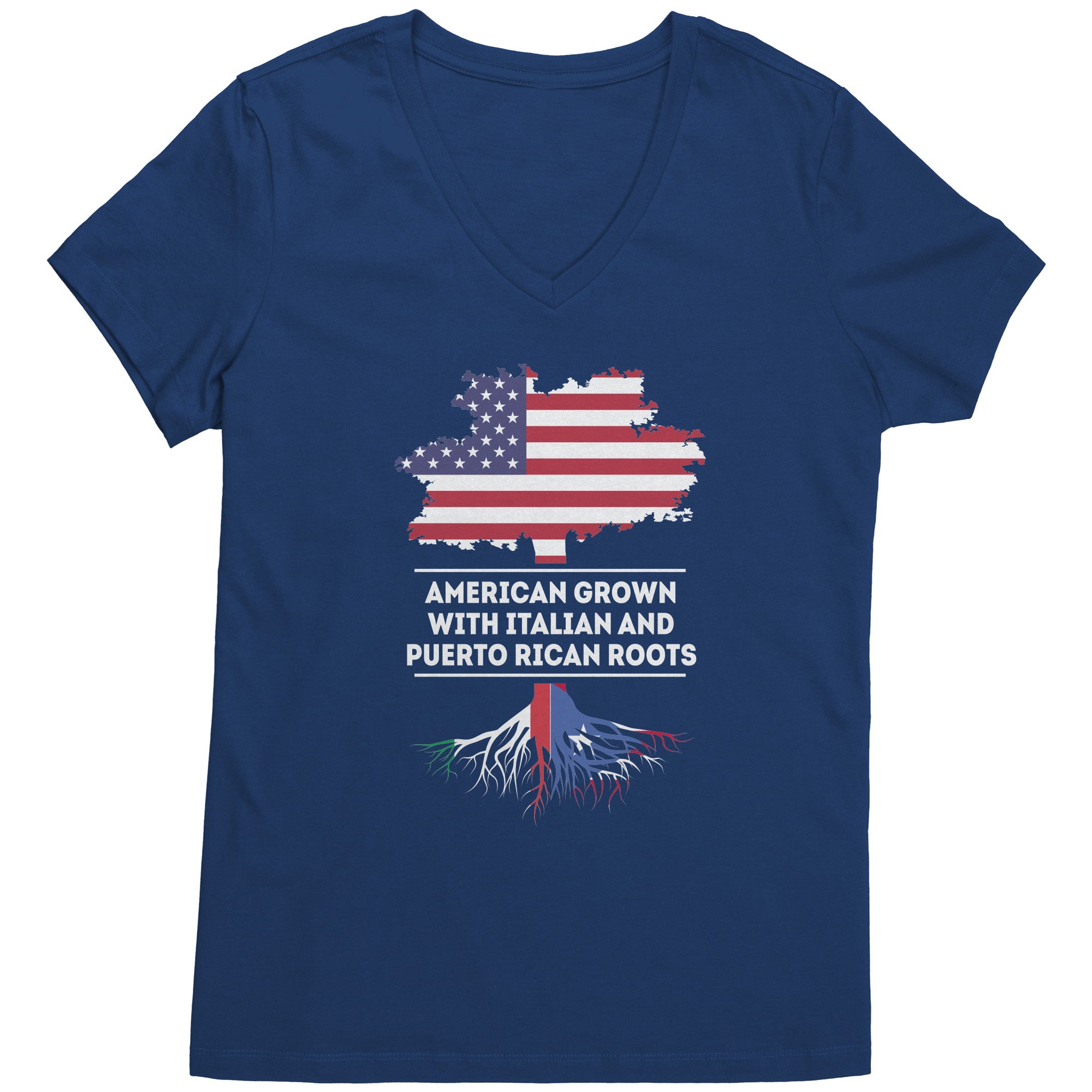 American Grown with italian and puerto rican roots V-Neck