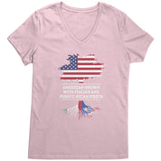 American Grown with italian and puerto rican roots V-Neck