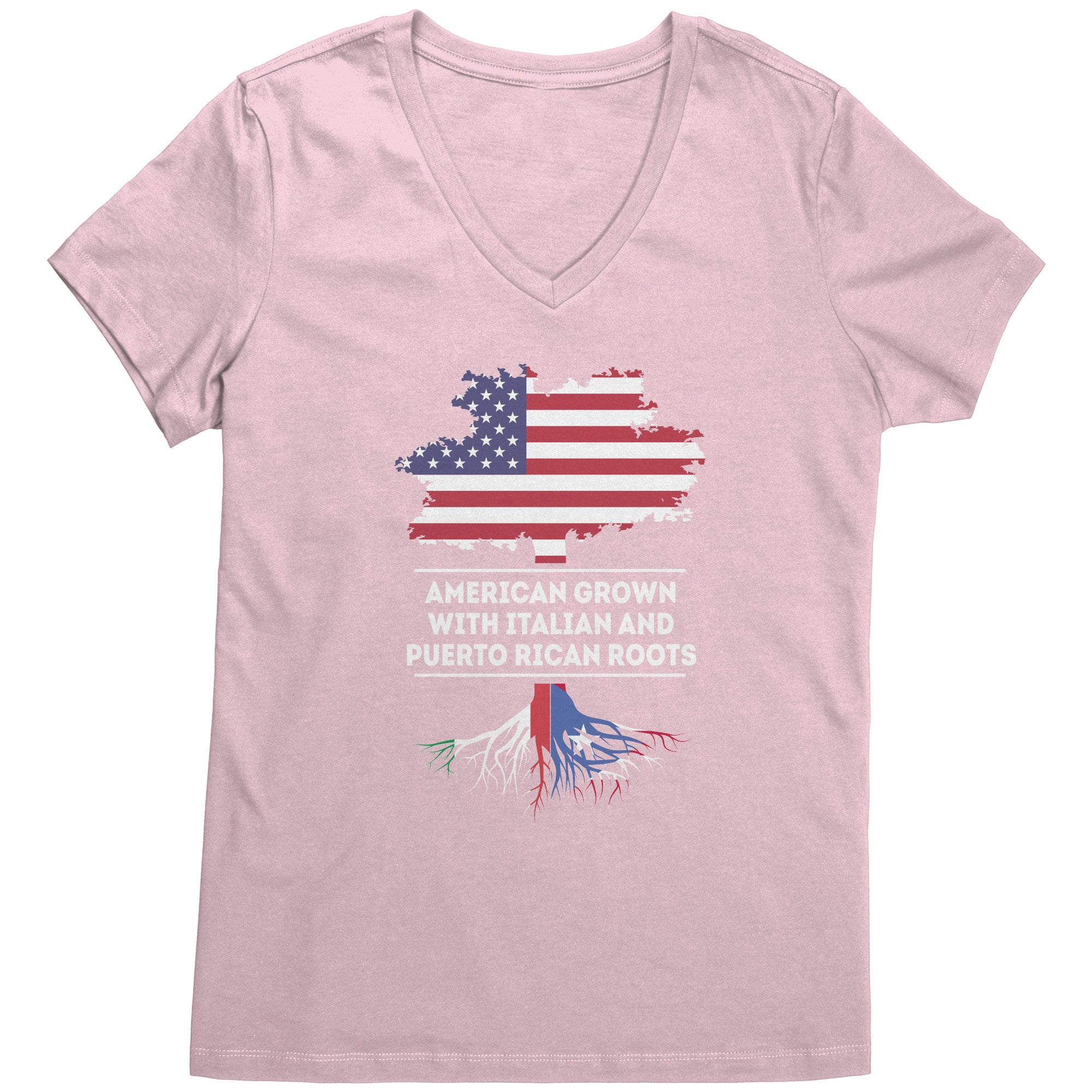 American Grown with italian and puerto rican roots V-Neck