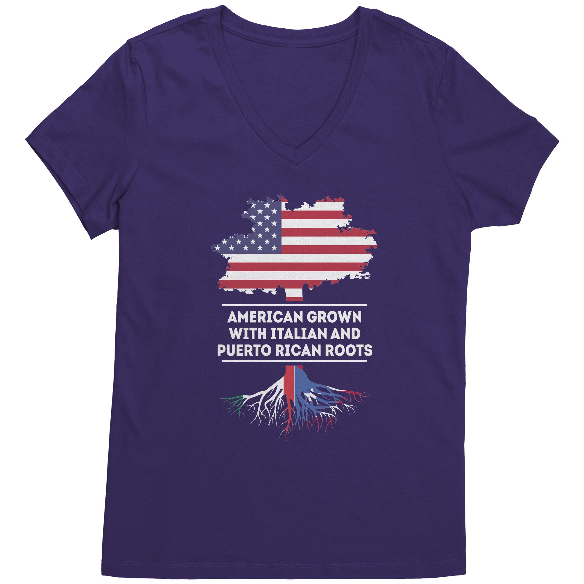 American Grown with italian and puerto rican roots V-Neck