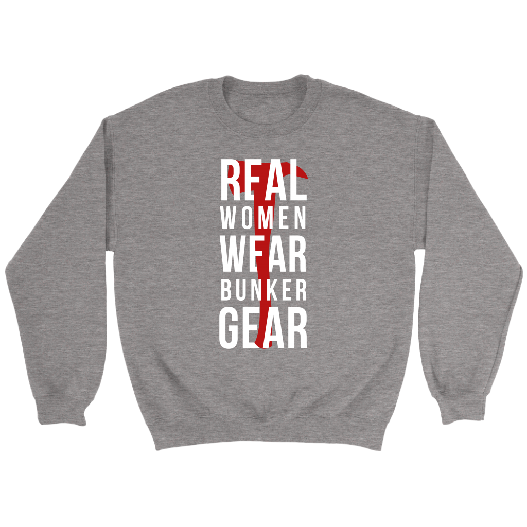 Firefighter Real Women wear Bunker Gear Gift, Unisex Longsleeve, Crewneck sweatshirt