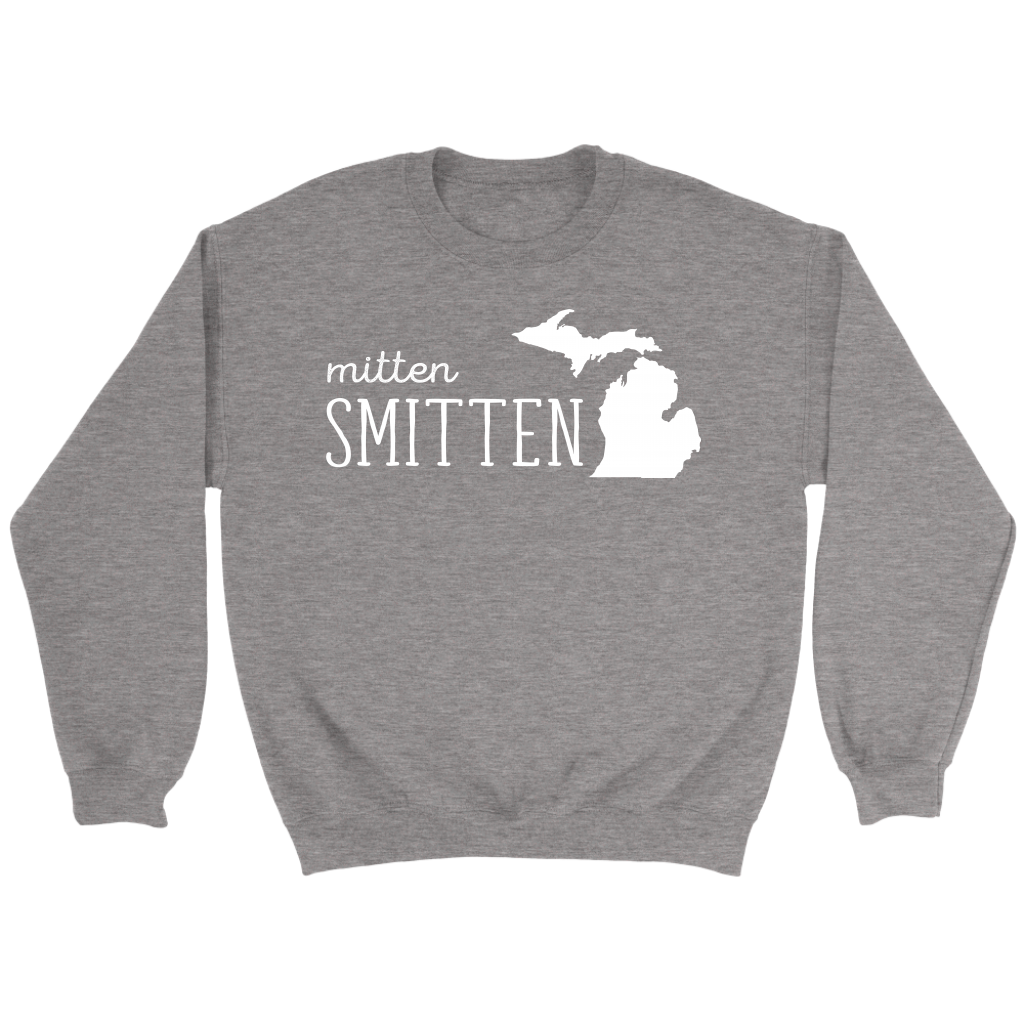 Michigan Mitten smitten Gift, Crewneck long sleeve