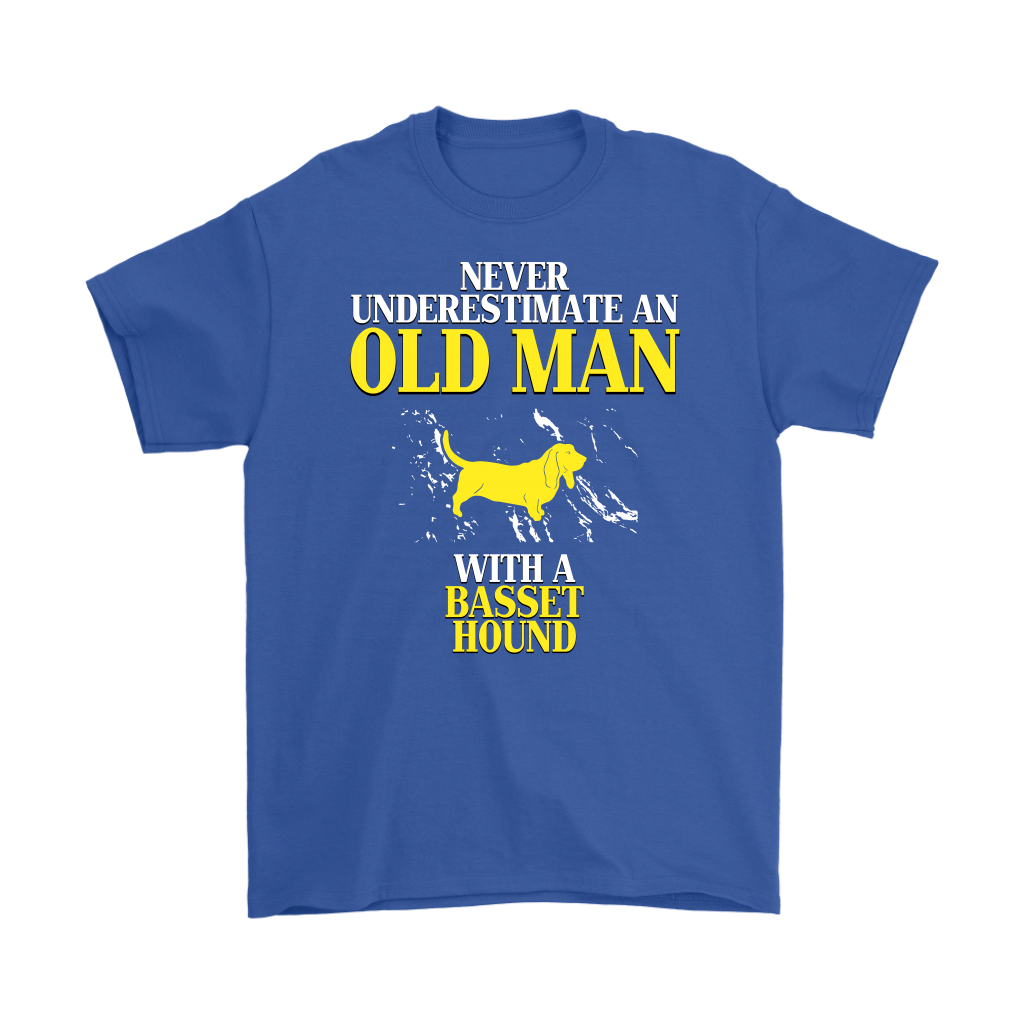 Basset hound Gift, Never underestimate an old man with a Basset hound, Grandpa tee, Unisex T-shirt, Grandfather gift, Grandfather t-shirt