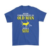 Basset hound Gift, Never underestimate an old man with a Basset hound, Grandpa tee, Unisex T-shirt, Grandfather gift, Grandfather t-shirt