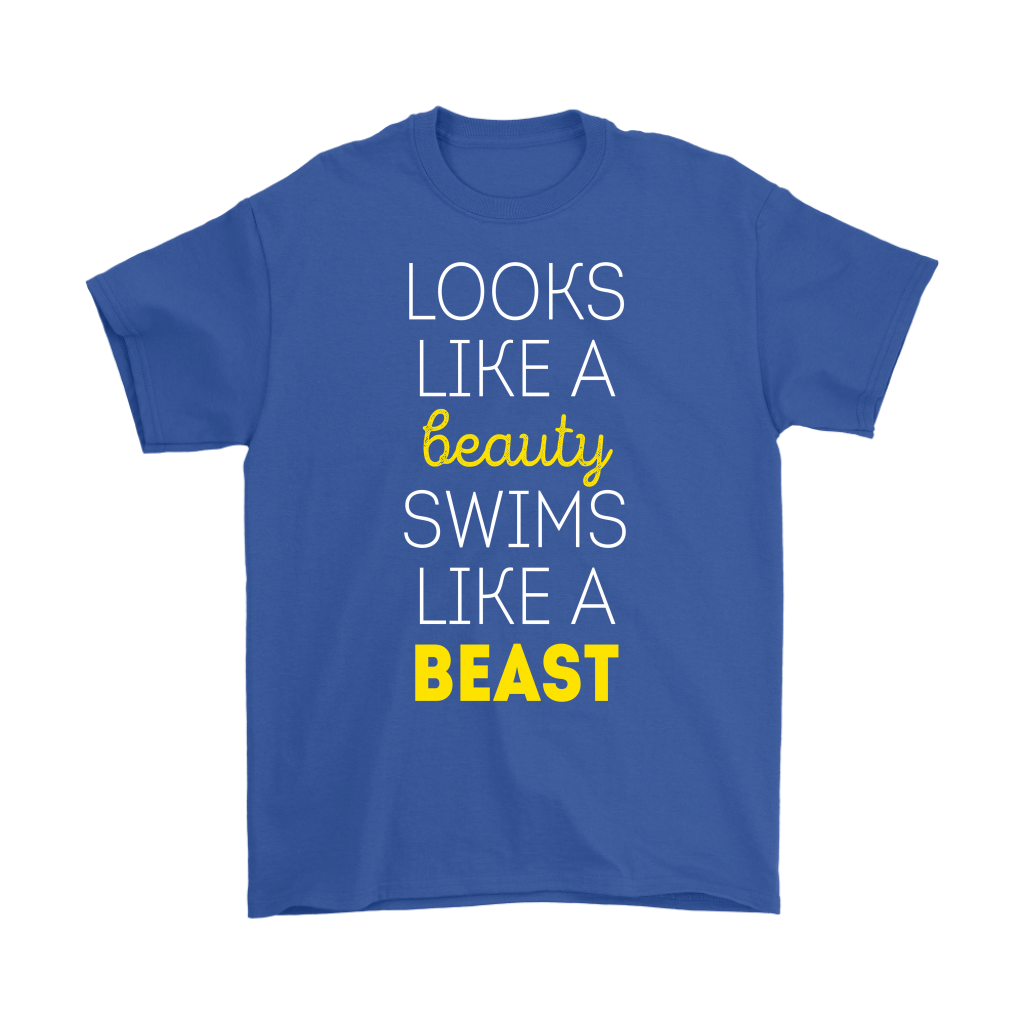 Swimming Looks like a beauty, swims like a beast Gift, Woman's tee, Unisex T-shirt, V-neck, Summer Apparel