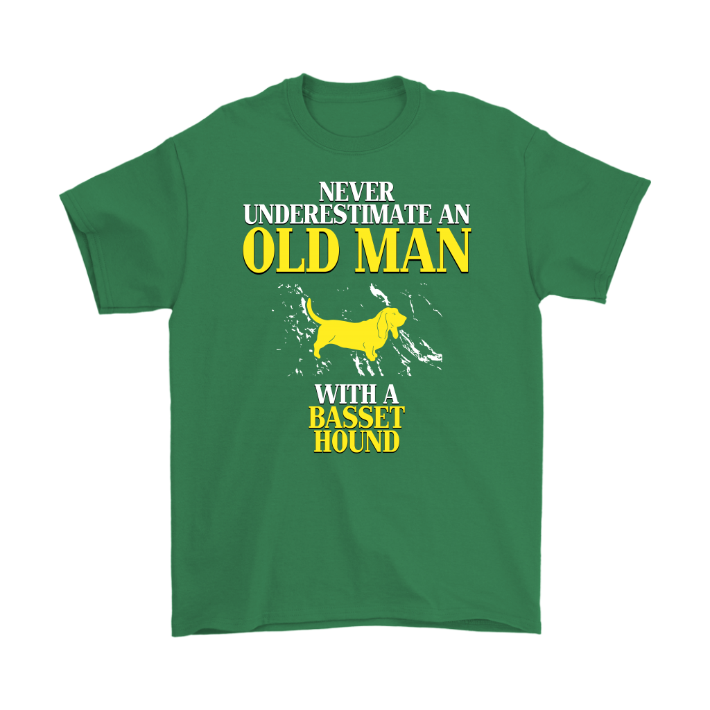 Basset hound Gift, Never underestimate an old man with a Basset hound, Grandpa tee, Unisex T-shirt, Grandfather gift, Grandfather t-shirt
