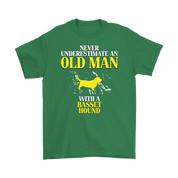 Basset hound Gift, Never underestimate an old man with a Basset hound, Grandpa tee, Unisex T-shirt, Grandfather gift, Grandfather t-shirt