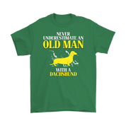 Dachshund Gift, Never underestimate an old man with a Dachshund, Grandpa tee, Unisex T-shirt, Grandfather gift, Grandfather t-shirt