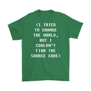Programmer I tried to change the world, but I couldn't find the source code Gift, Woman's tee, Unisex T-shirt, V-neck, Summer Apparel