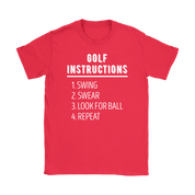 Golf Golf instructions: 1.Swing 2. Swear 3. Look for ball 4.Repeat Gift, Woman's tee, Unisex T-shirt, V-neck, Summer Apparel