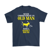 Basset hound Gift, Never underestimate an old man with a Basset hound, Grandpa tee, Unisex T-shirt, Grandfather gift, Grandfather t-shirt