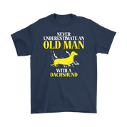 Dachshund Gift, Never underestimate an old man with a Dachshund, Grandpa tee, Unisex T-shirt, Grandfather gift, Grandfather t-shirt