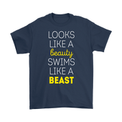 Swimming Looks like a beauty, swims like a beast Gift, Woman's tee, Unisex T-shirt, V-neck, Summer Apparel