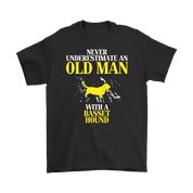 Basset hound Gift, Never underestimate an old man with a Basset hound, Grandpa tee, Unisex T-shirt, Grandfather gift, Grandfather t-shirt