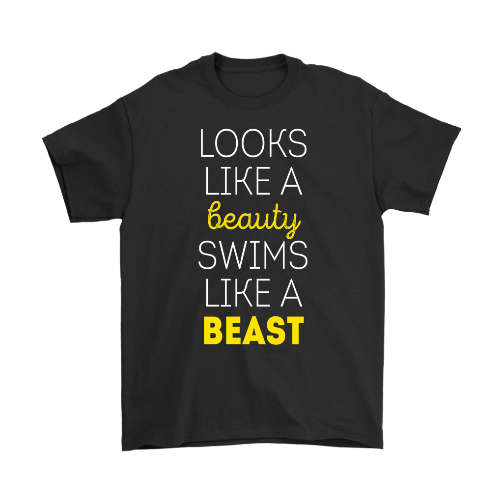 Swimming Looks like a beauty, swims like a beast Gift, Woman's tee, Unisex T-shirt, V-neck, Summer Apparel