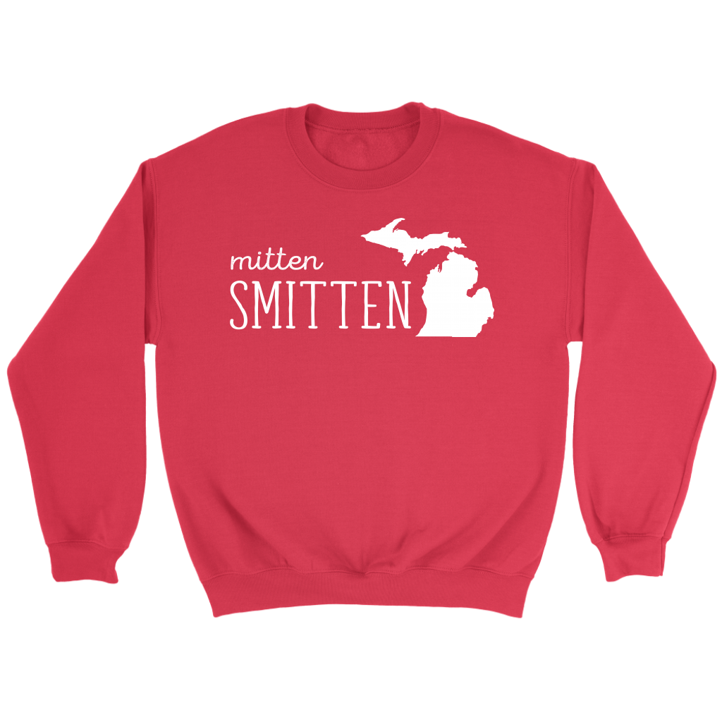 Michigan Mitten smitten Gift, Crewneck long sleeve