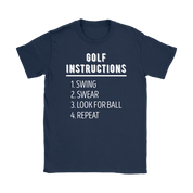 Golf Golf instructions: 1.Swing 2. Swear 3. Look for ball 4.Repeat Gift, Woman's tee, Unisex T-shirt, V-neck, Summer Apparel