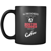 All this Dad needs is his Boston terrier and a cup of coffee