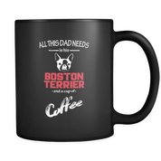 All this Dad needs is his Boston terrier and a cup of coffee