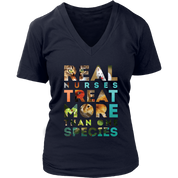 Vet Nurse Real nurses treat more than one species Gift, Woman's tee, Unisex T-shirt, V-neck, Summer Apparel