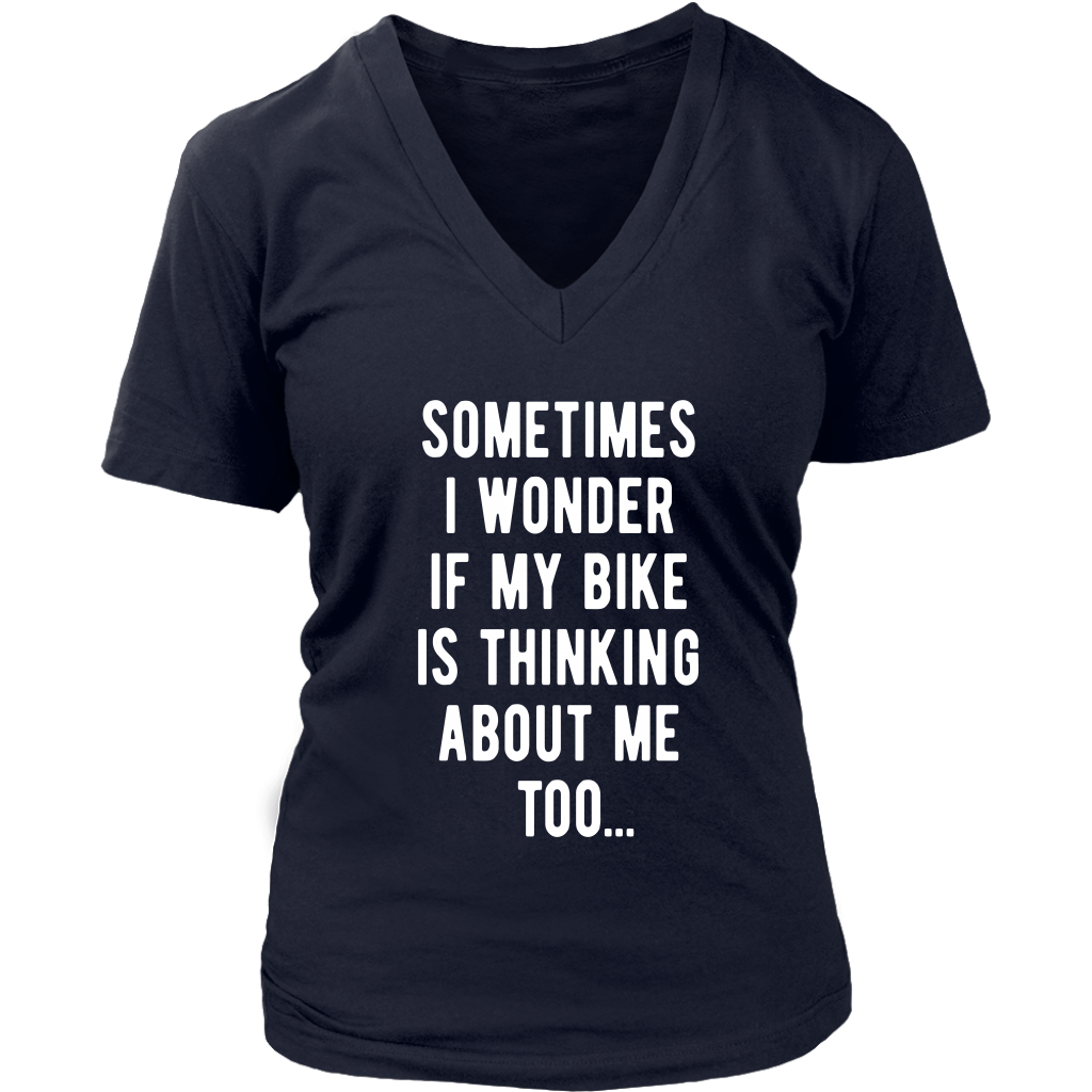 Cycling Sometimes I wonder if my bike is thinking about me too Gift, V-neck, Summer Apparel