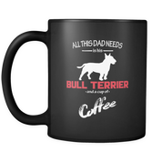 All this Dad needs is his Bull terrier and a cup of coffee