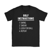 Golf Golf instructions: 1.Swing 2. Swear 3. Look for ball 4.Repeat Gift, Woman's tee, Unisex T-shirt, V-neck, Summer Apparel