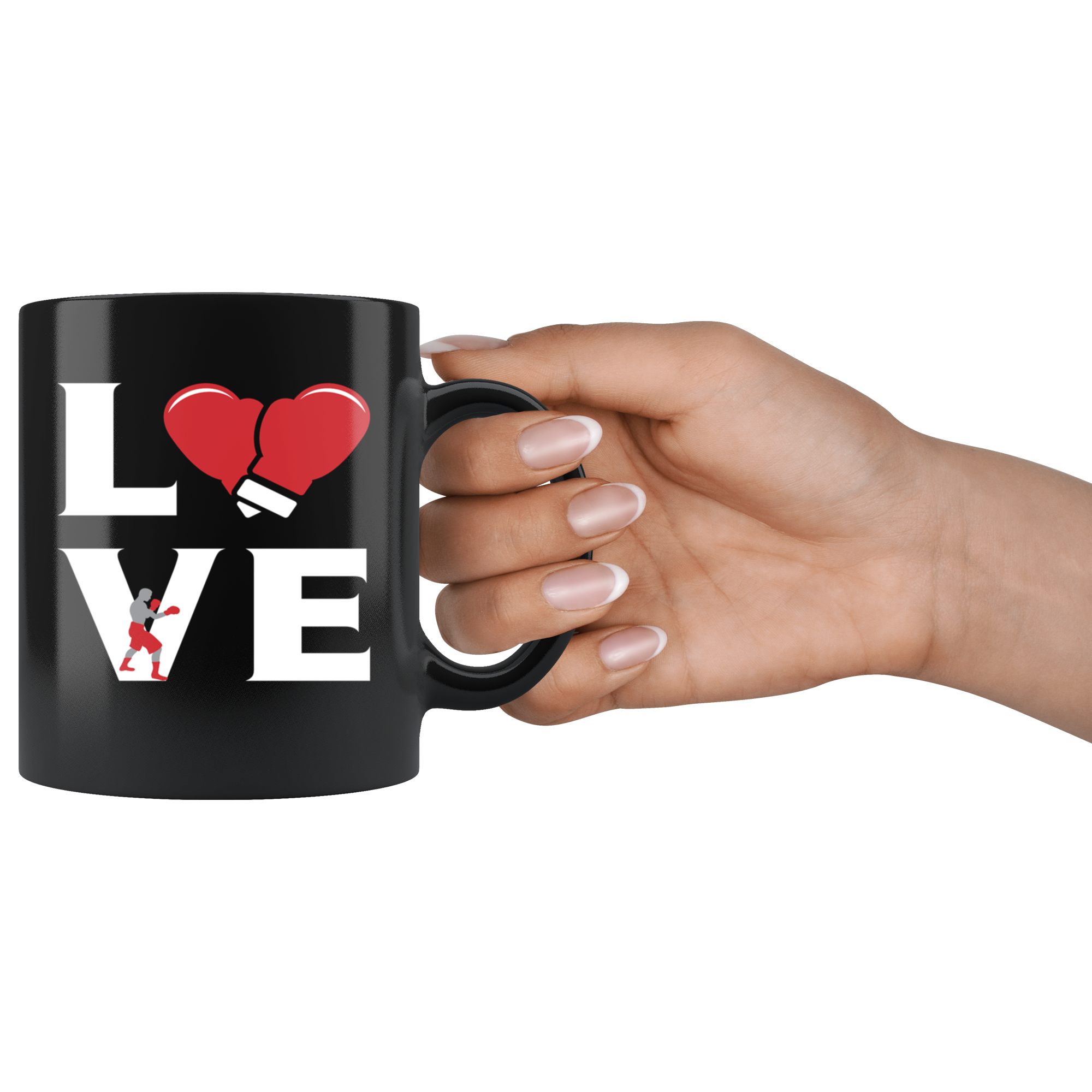 Boxing LOVE Boxing Gift, Christmas, Birthday Present for Boxing enthusiast Black Mug