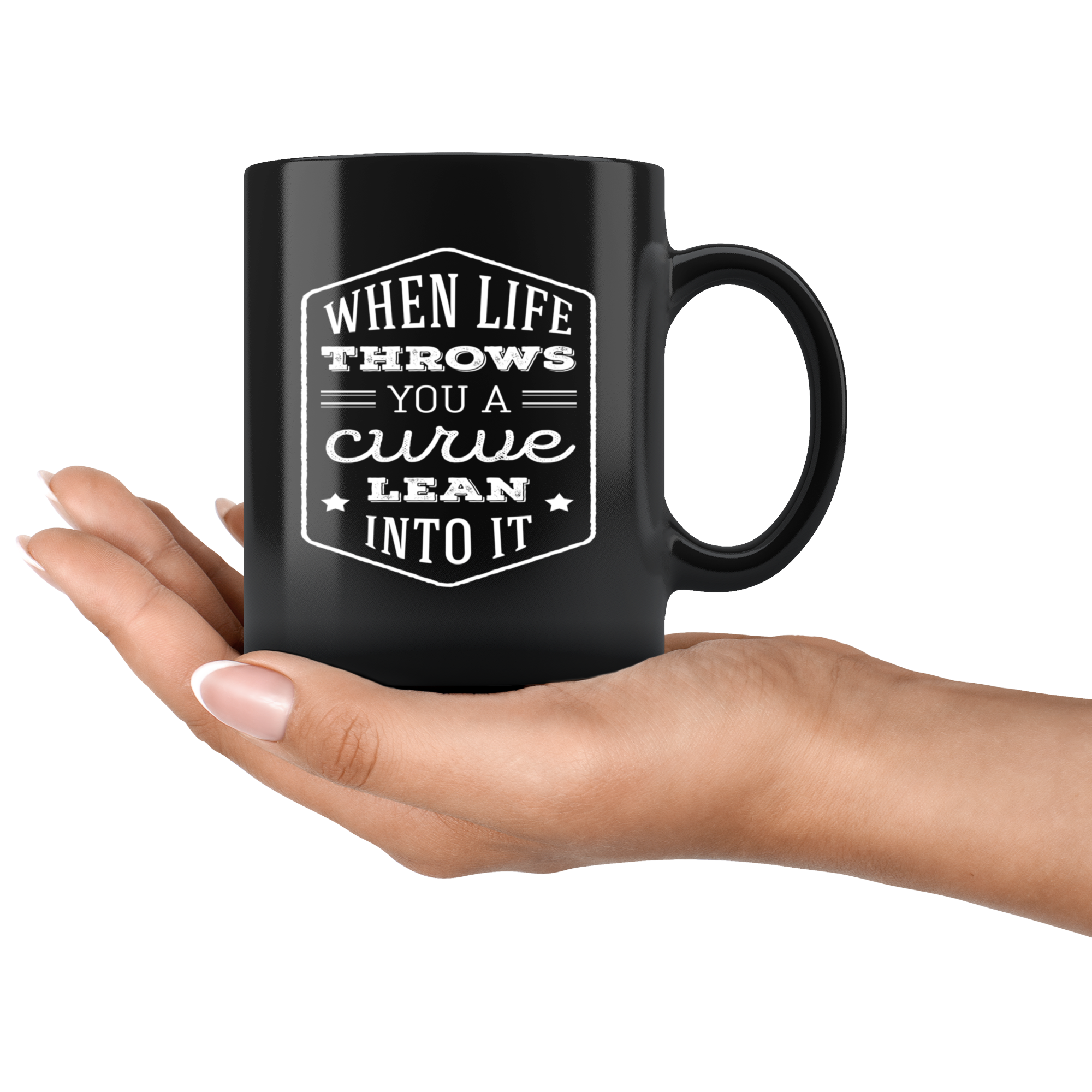 Mug Motorcycle Motorcycle Gifts - When life throws you a curve lean into it mug - Motorcycle Mug Motorcycle Coffee Mug (11oz) Black