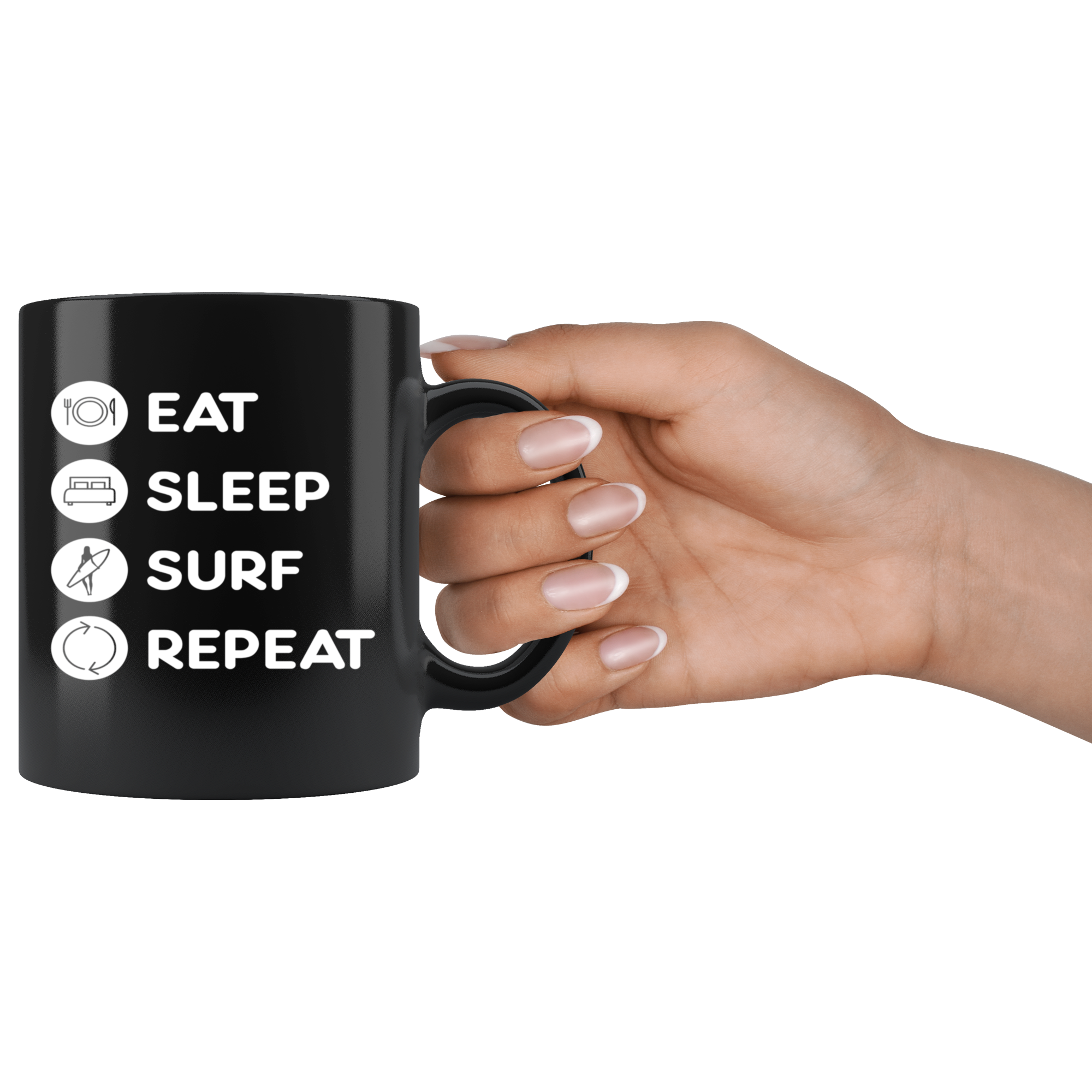Wind Surfing - Eat Sleep Wind Surfing Repeat Gift, Christmas, Birthday Present for Wind Surfing enthusiast Black Mug